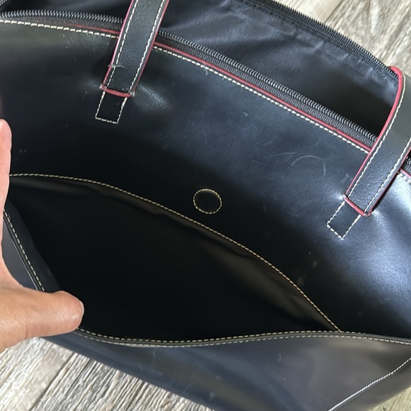 LODIS BEAUTIFUL LEATHER BLACK WITH RED TRIM LAPTOP BRIEFCASE - Picture 10 of 15